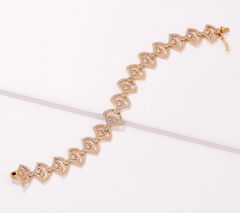 TOVA Diamonique Gold-Clad Sterling Silver Fan Tennis Bracelet Size 7-1/4"