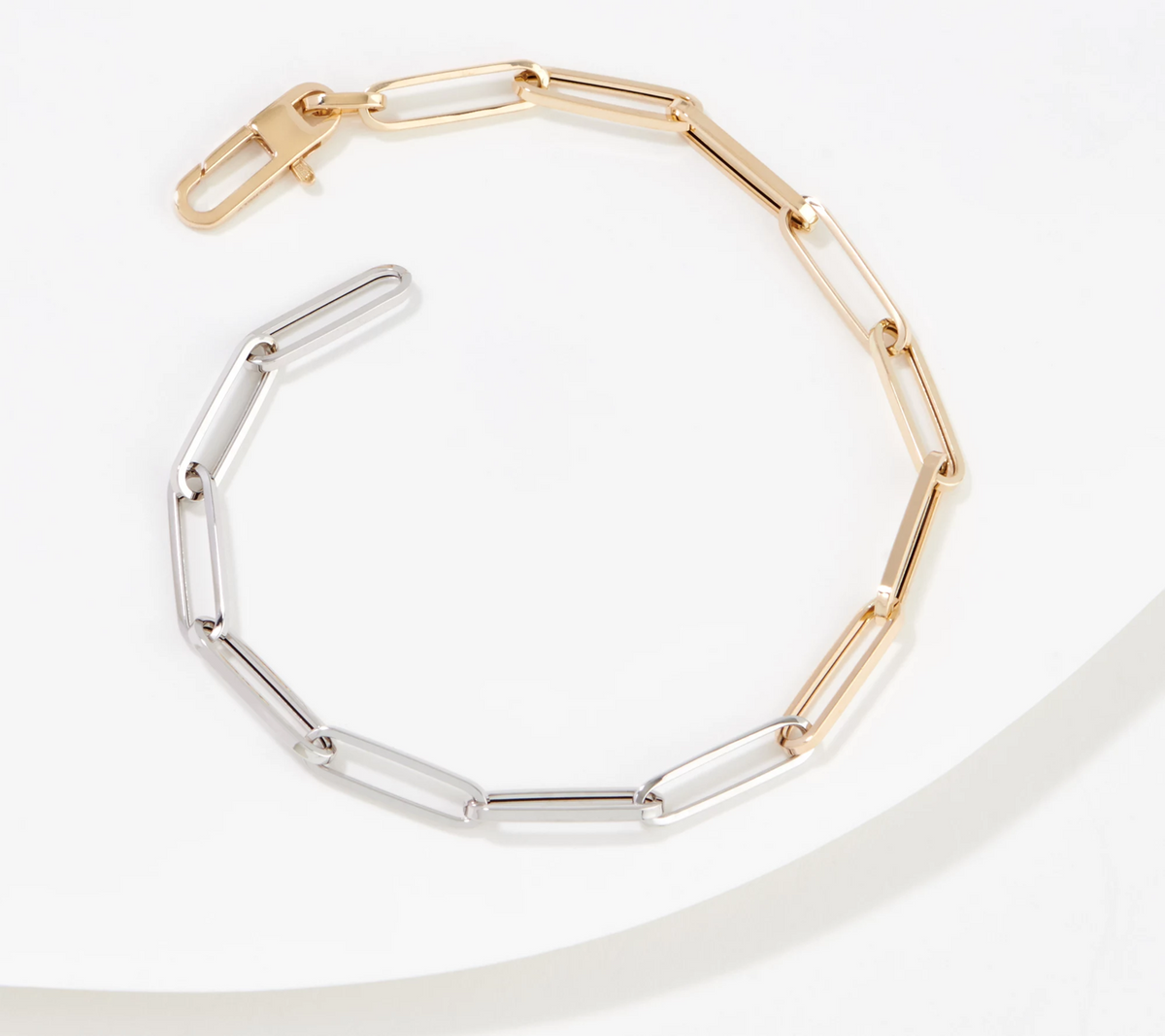 Eterna Two Tone 14K Gold Paperclip Chain Bracelet Avg