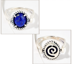 American West Sterling Silver Reversible Lapis Symbolic Ring Size 8