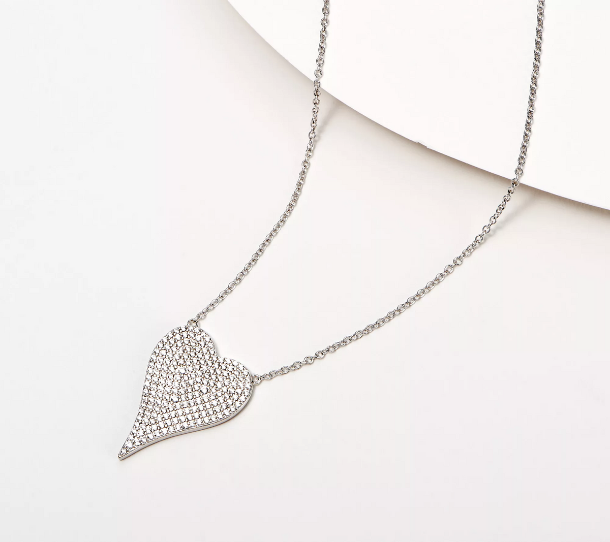 Diamonique x Jennifer Miller Sterling Silver Pave Heart Necklace, 16"