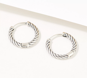 Or Paz Sterling Silver Choice of Texture Rope Huggie Hoops