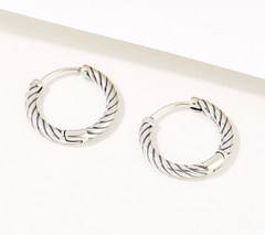 Or Paz Sterling Silver Choice of Texture Rope Huggie Hoops
