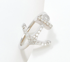Affinity x Katrina Szish Sterling Silver Nautical Anchor Diamond Ring Size 7