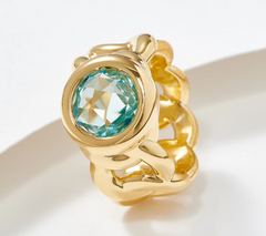 Oro Nuovo 14K Gold Over Resin Faceted Blue Topaz Gemstone Ring Size 8