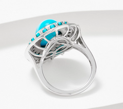 Affinity Sleeping Beauty Turquoise & White Zircon Ring 3.5ct Sterling Silver 8