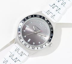 Isaac Mizrahi Live! White Sport Bezel Watch