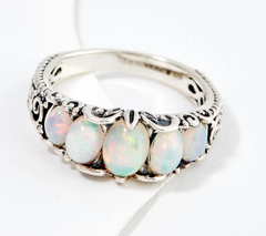 Artisan Crafted Sterling Silver Oval Cut Ethiopian Opal Ring Size 8