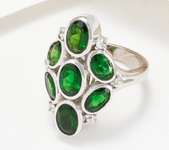 Affinity Gems Sterling Silver Exotic Chrome Diopside Cluster Cocktail Ring Size 7