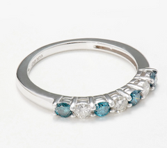 Affinity Diamonds Rhodium-Plated Sterling Silver Blue/Clear Diamond Band Size 9
