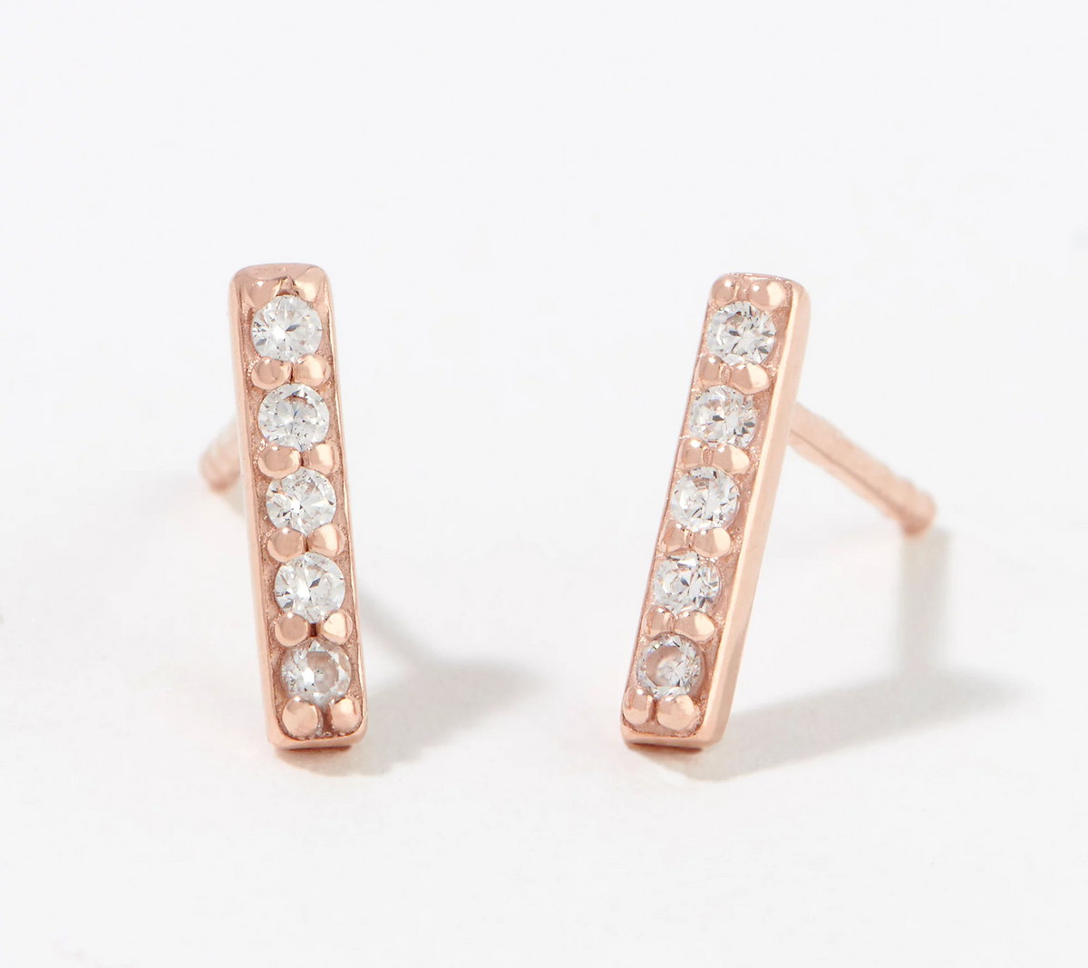 Diamonique Rose Pave Bar Stud Measures approximately 3/8"L x 1/8"W Earring 1.00