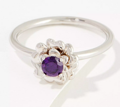 Diamonique x Udi Eufloria Sterling Silver Feb-Primrose CZ Stackable Ring, Size 5