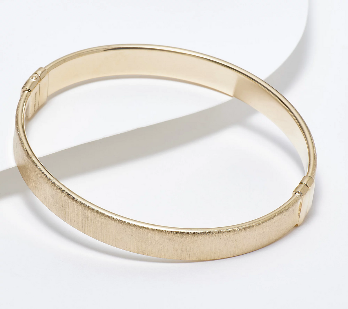 Italian Silver Satin Diamond Cut 9mm Bangle SS, Gold tone, Small