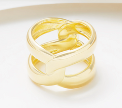 Italian Silver Gold Clad Sterling Silver Interlocked Bold Band Ring Size 10