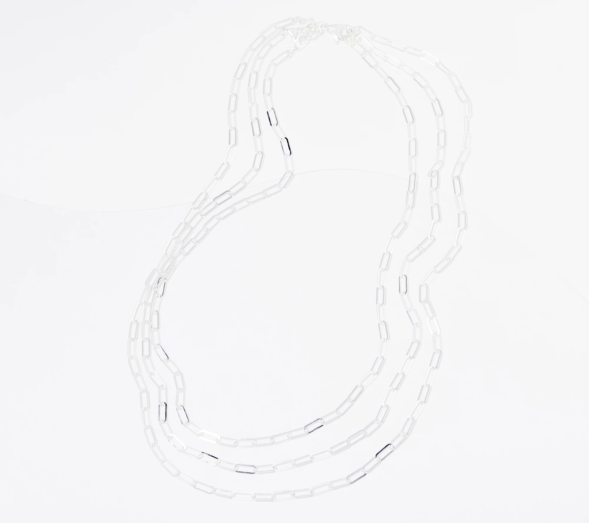 Ultra Fine 950 Silver Paperclip Chain Removable Necklace, 15.5g, Chain 21"