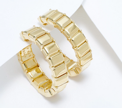 Lisa Freede x Silver Style 14K gold-plated sterling silver Baguette Hoop Earrings, 1"