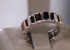 Lisa Freede x Silver Style Baguette Eternity Ring, Rhodium Plated Sterling Silver, Size 8