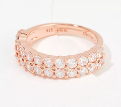 Diamonique 35th Anniversary Rose Clad Sterling Silver 35 Stone Band Ring, Size 5