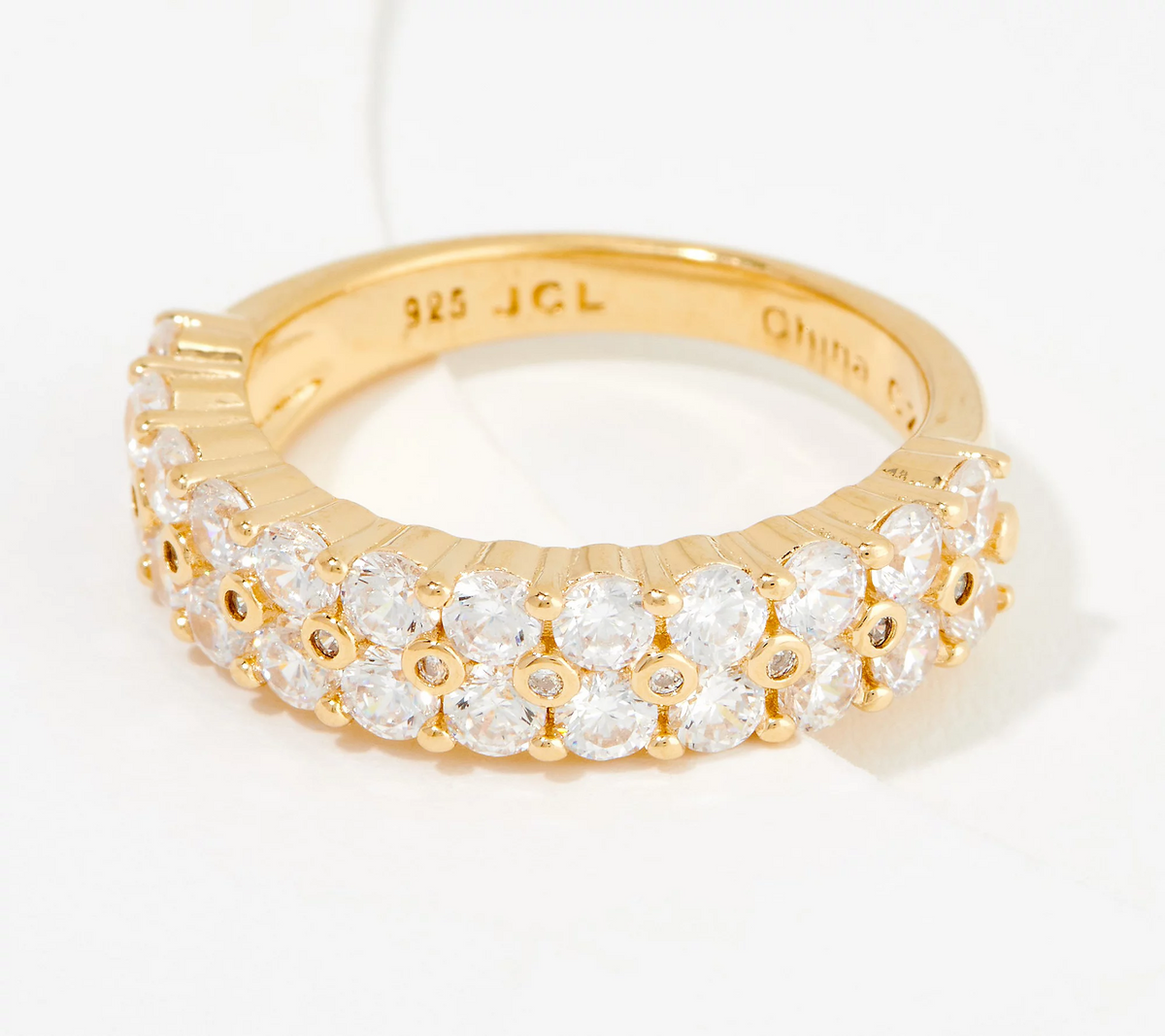 Diamonique 35th Anniversary 35 Stone Band Gold-Over SS Ring Size 6