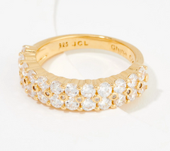 Diamonique 35th Anniversary 35 Stone Band Gold-Over SS Ring Size 6