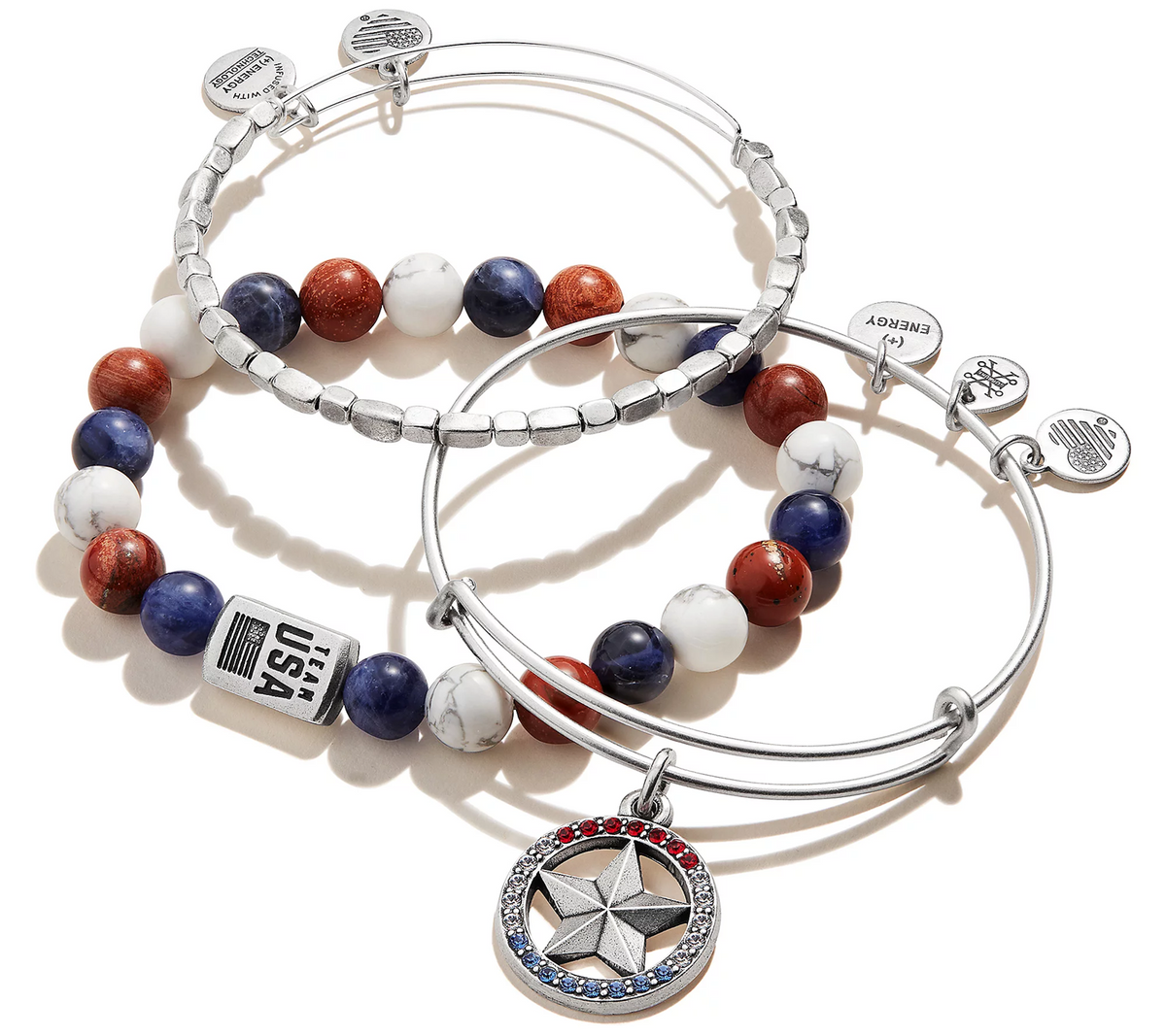 Pulseras Alex &amp; Ani con dije Fortune's Favor y cristales Swarovski rosas