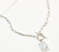 Diamonique 35th Anniversary SS 135 Facet Cushion Cut Paperclip Toggle Necklace