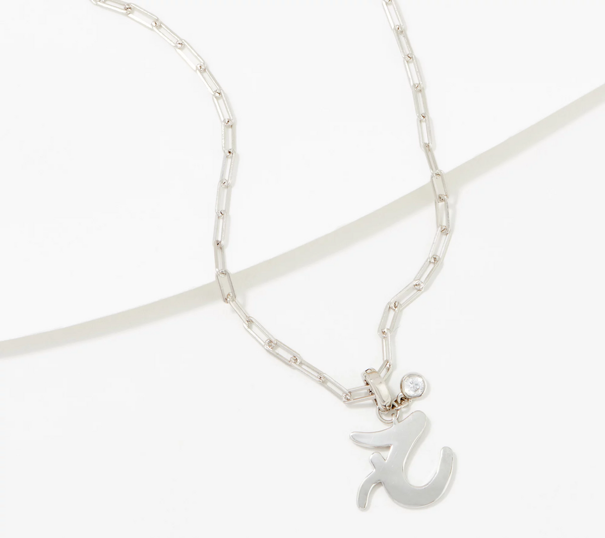Diamonique x Lisa Mason Platinum-Clad SS Agape-God Signs Necklace