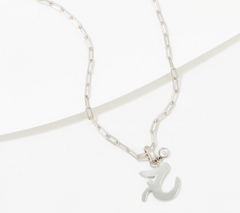 Diamonique x Lisa Mason Platinum-Clad SS Agape-God Signs Necklace