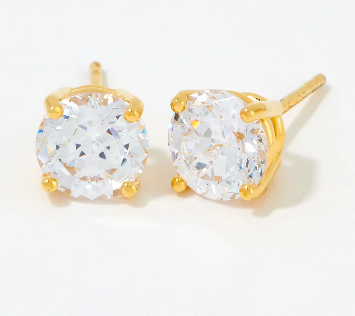 Diamonique 100-Facet 18K Gold Plated Stud Earrings