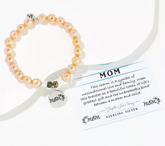 T.Jazelle Gemstone Sterling Silver Mom Charm Bracelet, Avg/Large