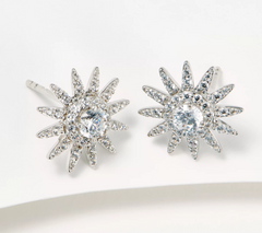 Diamonique x Kathy Levine Sterling Silver Starburst Pave Stud Earrings