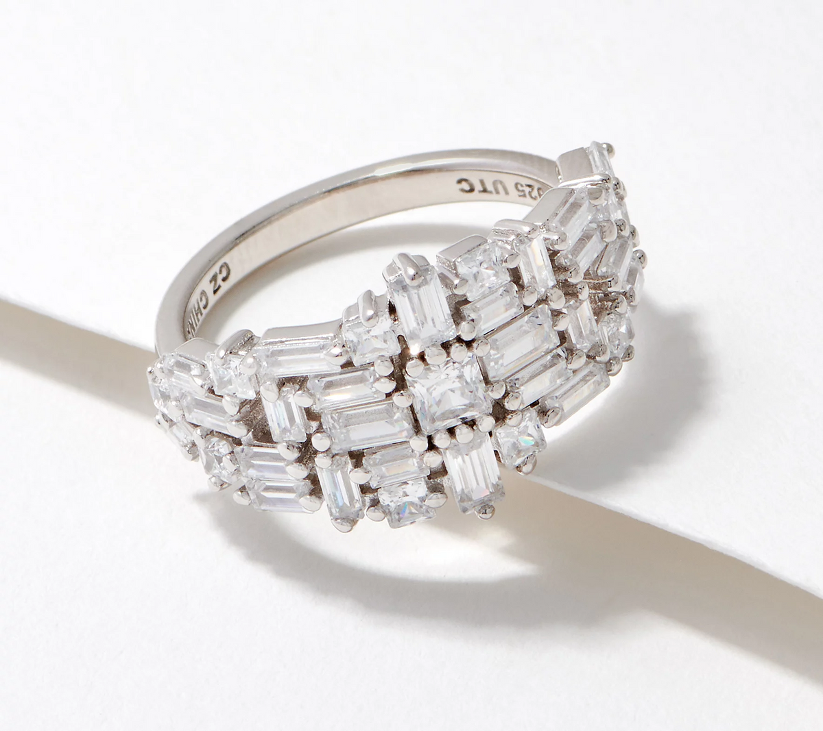 Diamonique x Kathy Levine Happy Hour Sterling Silver Mixed Cut Ring, Size 9