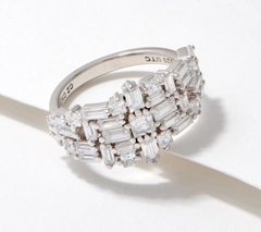 Diamonique x Kathy Levine Happy Hour Sterling Silver Mixed Cut Ring, Size 9