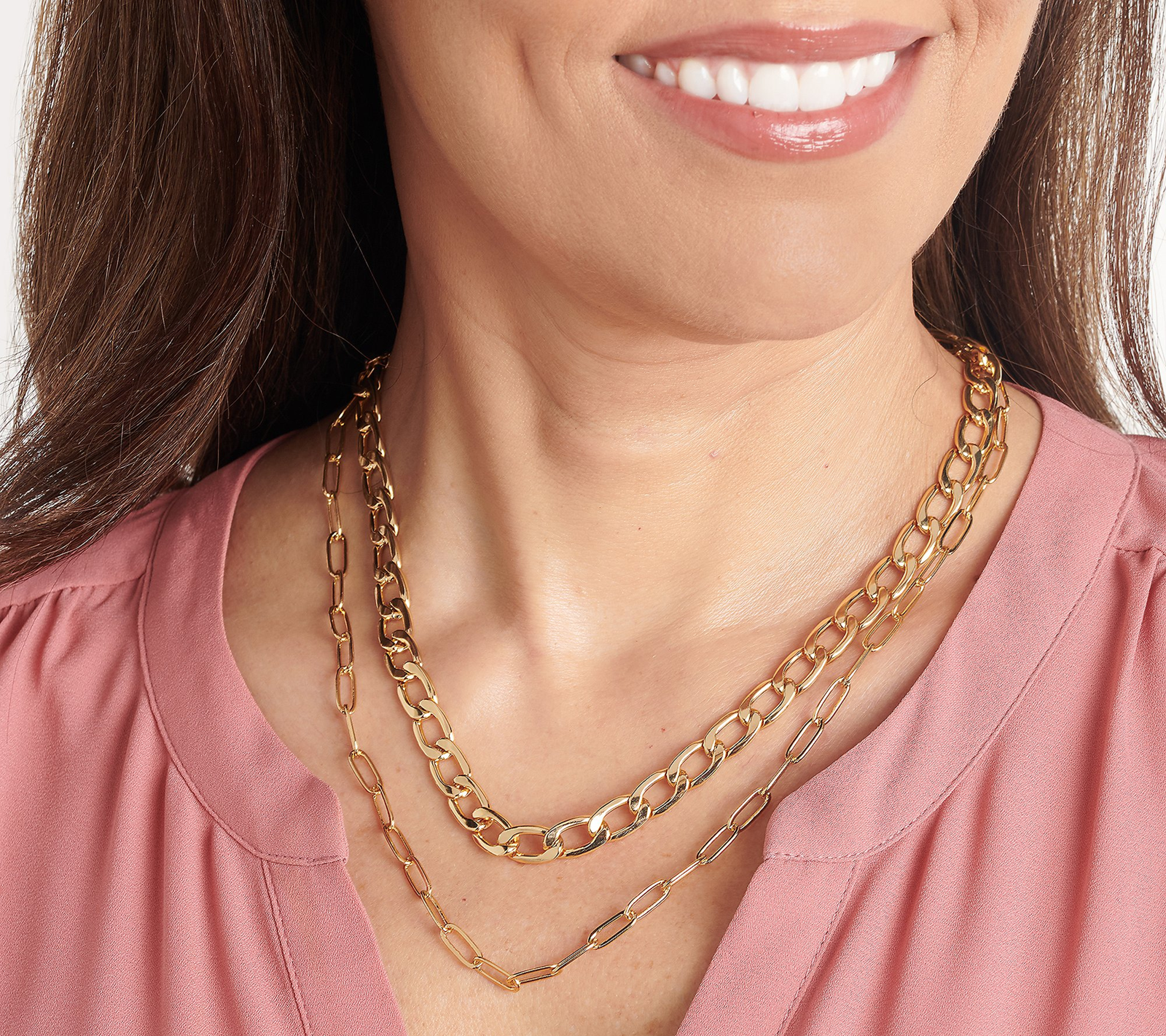True Lovelies Goldtone Double Row Chain Necklace