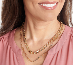 True Lovelies Goldtone Double Row Chain Necklace