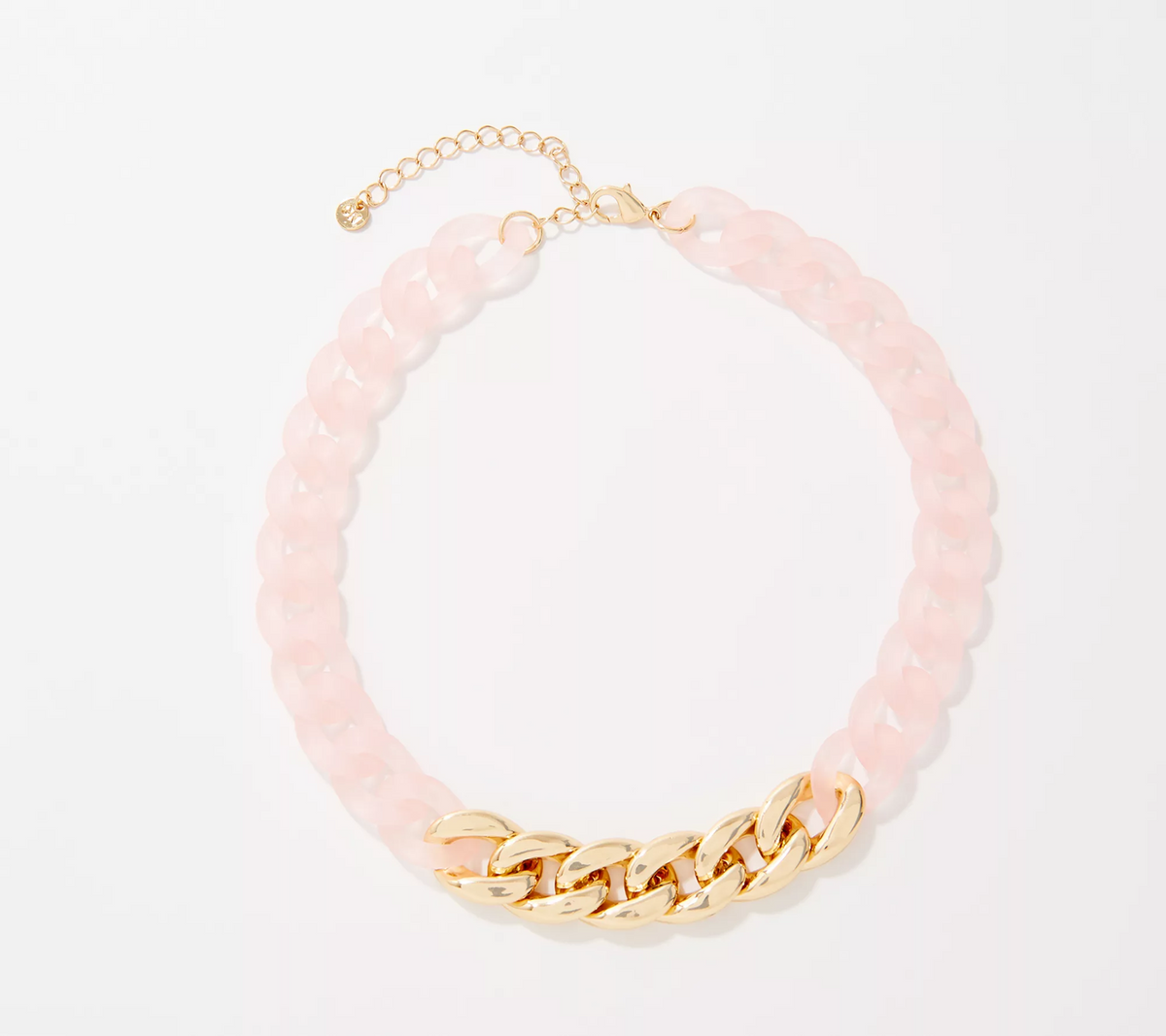 True Lovelies Light Pink Resin and Gold Cable Collar Necklace