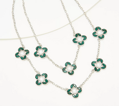 Susan Graver Multi-Strand Simulated Pearl & Crystal Silvertone Necklace, Green