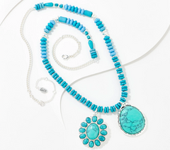 Denim & Co. 30" Resin Stone Necklace w/ Southwestern Pendant