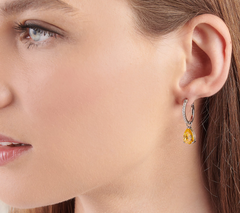 Diamonique Sterling Silver Interchangeable Dangle Hoop Earrings