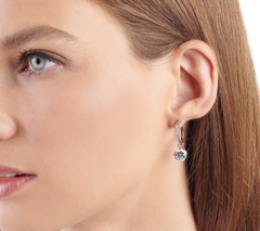 Diamonique Sterling Silver Interchangeable Dangle Hoop Earrings