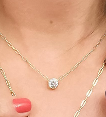 Diamonique Bezel Set Solitaire Rosegold-plated Sterling Silver Necklace