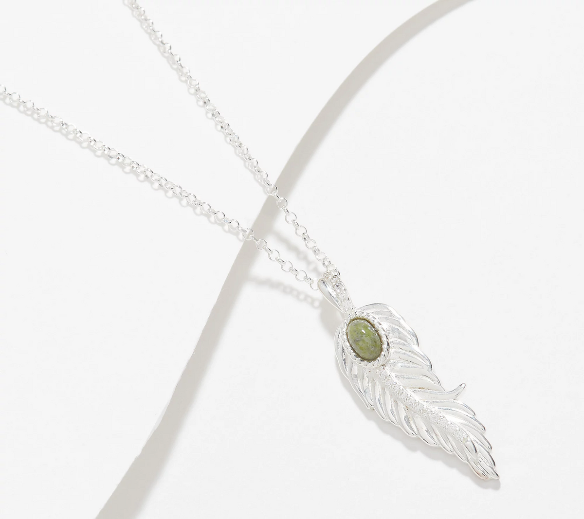 Connemara Marble DMQ Sterling Silver Feather Pendant