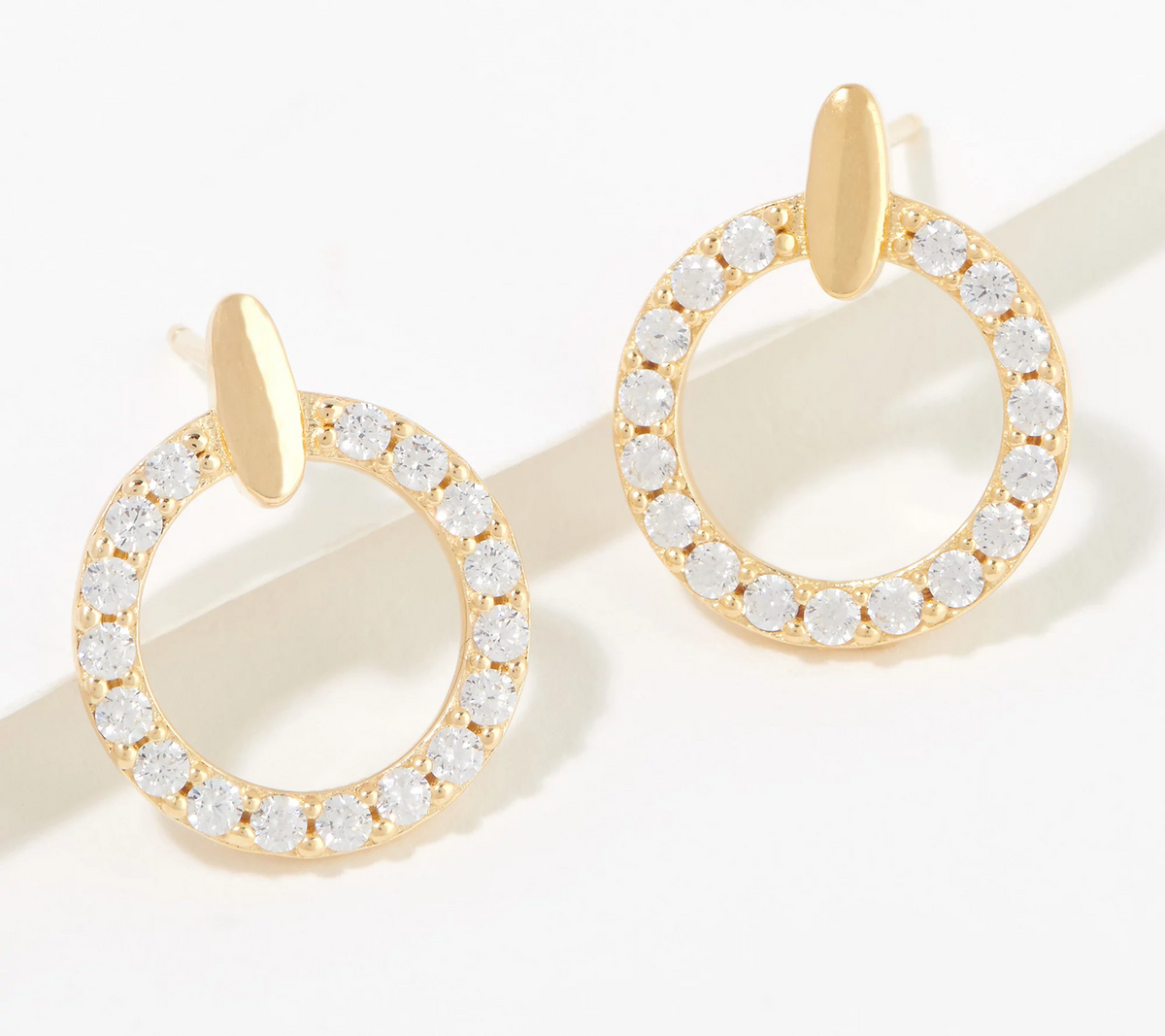 Diamonique Gold-over Sterling Silver Front Facing Circle Earrings