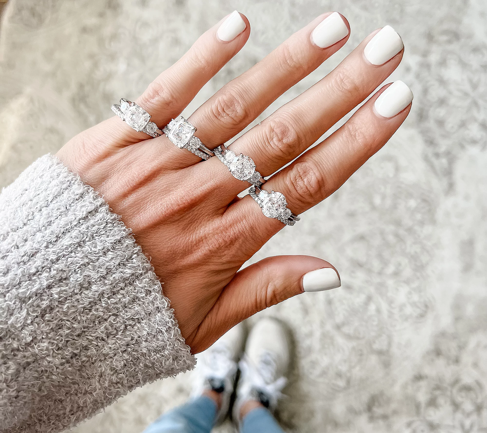 Diamonique 35th Anniversary 135 Facet Oval Cut Platinum-Clad SS Ring Set, Size 6.5