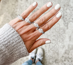 Diamonique 35th Anniversary 135 Facet Oval Cut Platinum-Clad SS Ring Set, Size 6.5