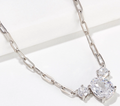 Diamonique 35th Anniversary 135 Facet 3-Stone Necklace, Oval cut