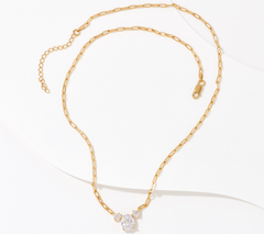 Diamonique 35th Anniversary Gold-Over SS 135 Facet 3-Stone Oval Centered Necklace
