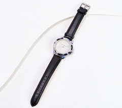 Isaac Mizrahi Live! Black Silvertone Resin Case Watch