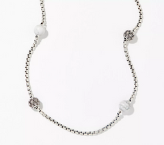 JAI SS Kalahari & White Howlite Gemstone Bead Box Chain Necklace, 16"