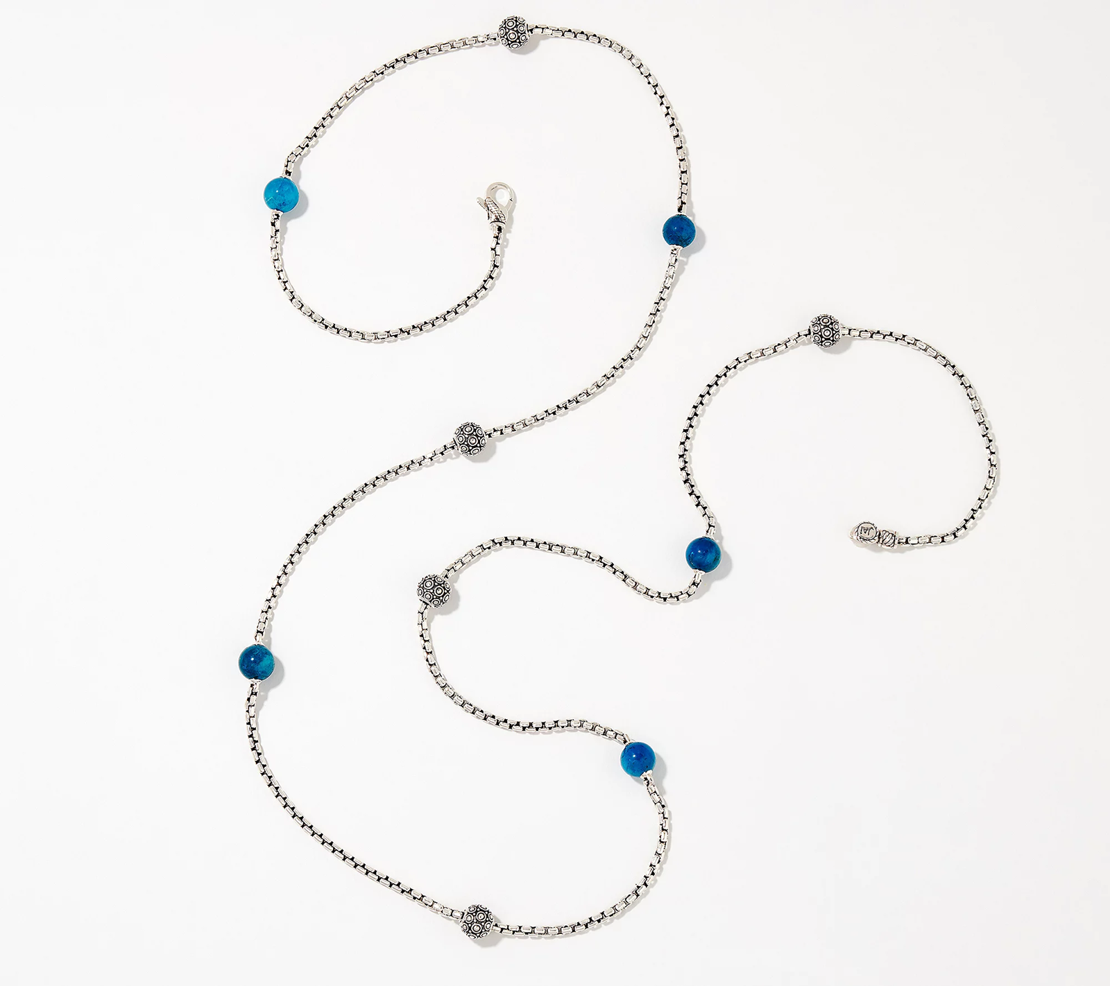 JAI SS Kalahari & Apatite Gemstone Bead Box Chain 36" Necklace