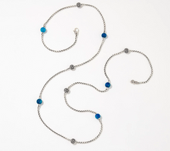 JAI SS Kalahari & Apatite Gemstone Bead Box Chain 36" Necklace